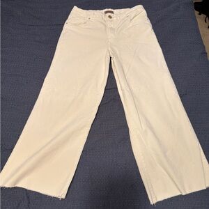 Kut from the Kloth Meg Velvet High Rise Cream Wide Leg Cropped Pants Size 8